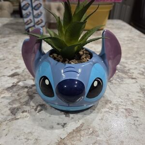 Disney Stitch Character Planter With Succulent